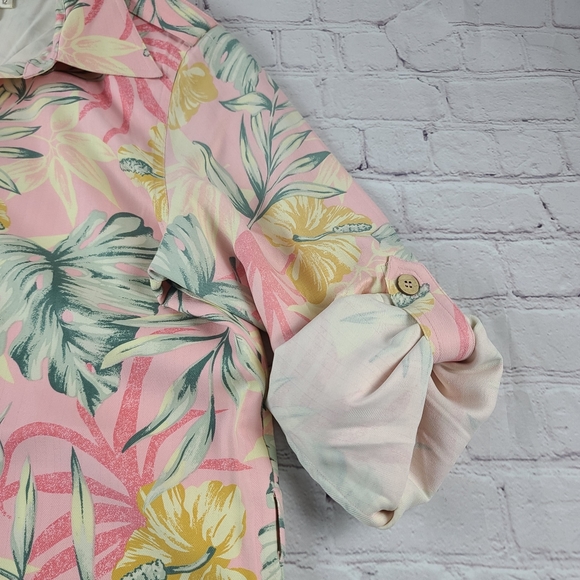 Vintage Natural Elements Wmn's Size 12 100% Silk Hawaiian Print Shacket *No Belt - Picture 6 of 11